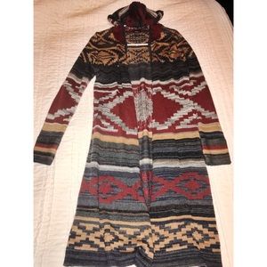 Long Aztec Printed Cardigan